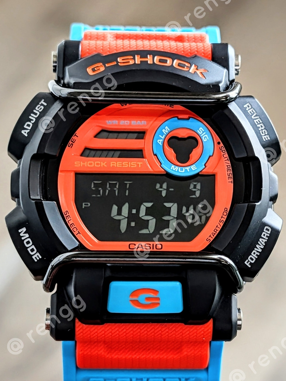 Rare Casio G-Shock Digital Sports Watch - Orange & Blue Multicolor